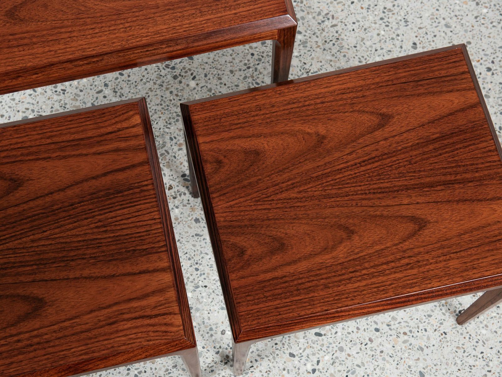 Midcentury Danish Nest Of 3 Side Tables In Teak By Johannes Andersen For Silkeborg 1960s photo vinterior