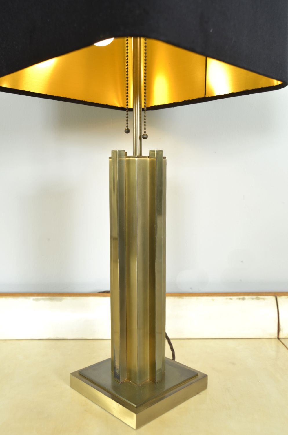 1970s Brutalist Brass Gold Table Lamp By Belgo Chrom Willy Rizzo Style Belgium photo vintage