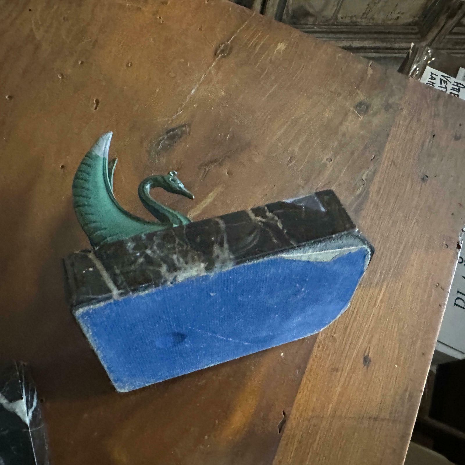 1930s Art Deco Marble And Green Metal French Swan Bookends photo Home Decor