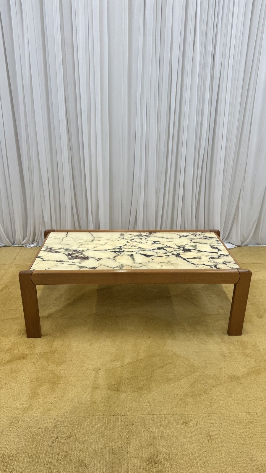 Breccia Capraia Marble Coffee Table In Wooden Frame, 1970s. France. photo for sale