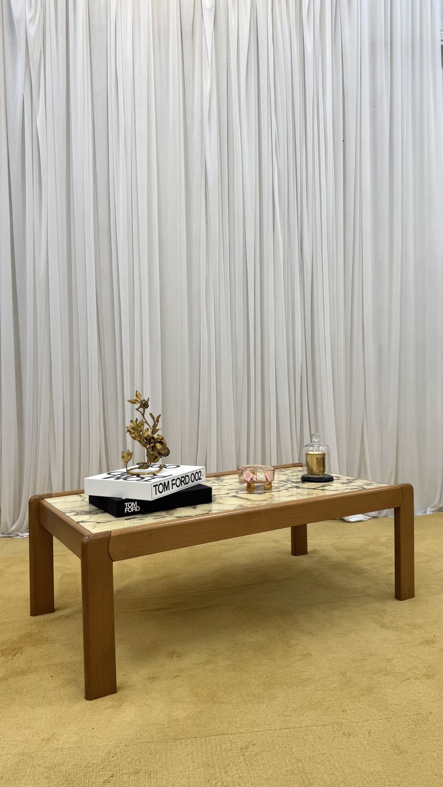 Breccia Capraia Marble Coffee Table In Wooden Frame, 1970s. France. photo Furniture