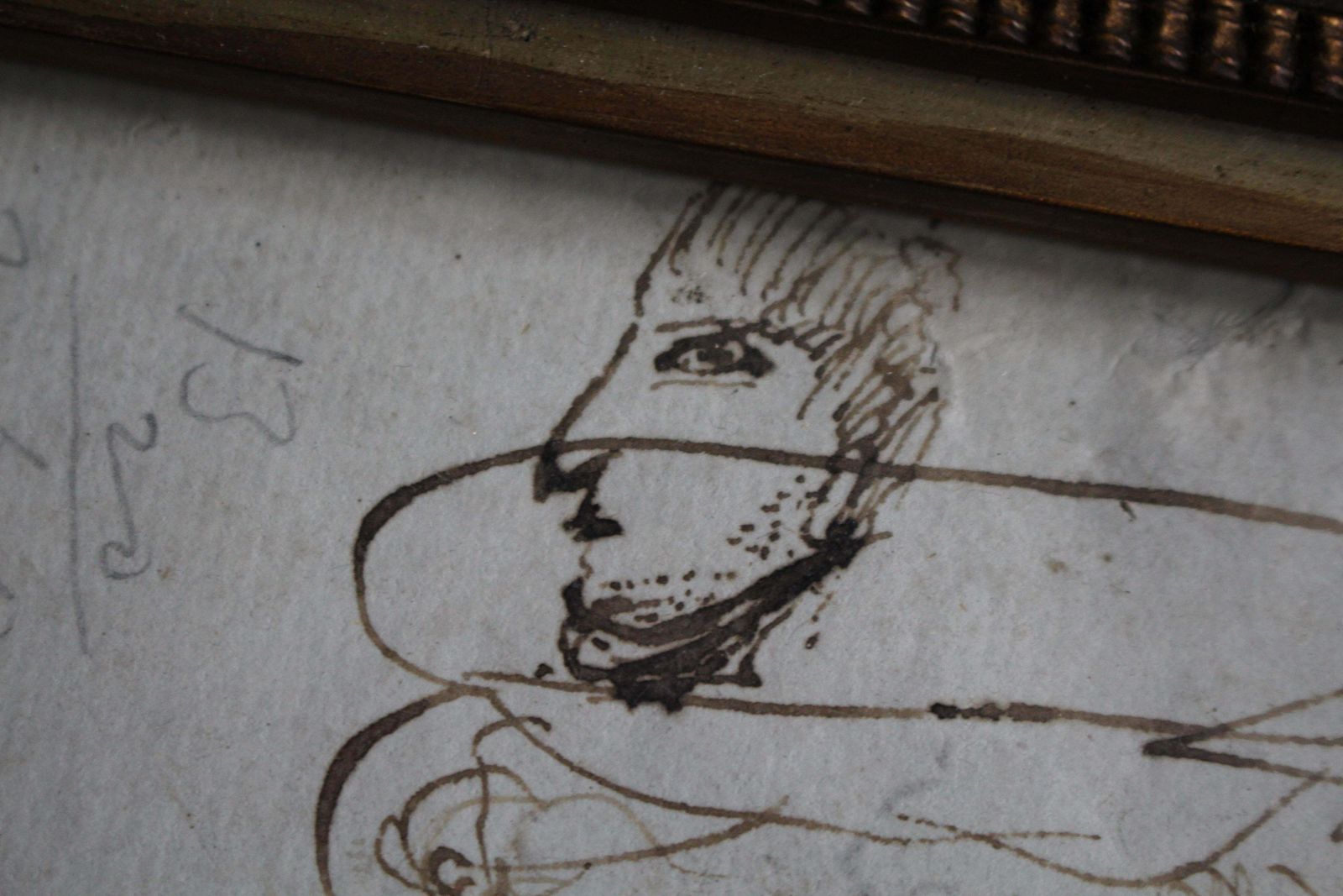 Circa 1780 Sailor's Naval Maritime Pen & Ink Wash Portrait Sketch's Folk Art photo vinterior