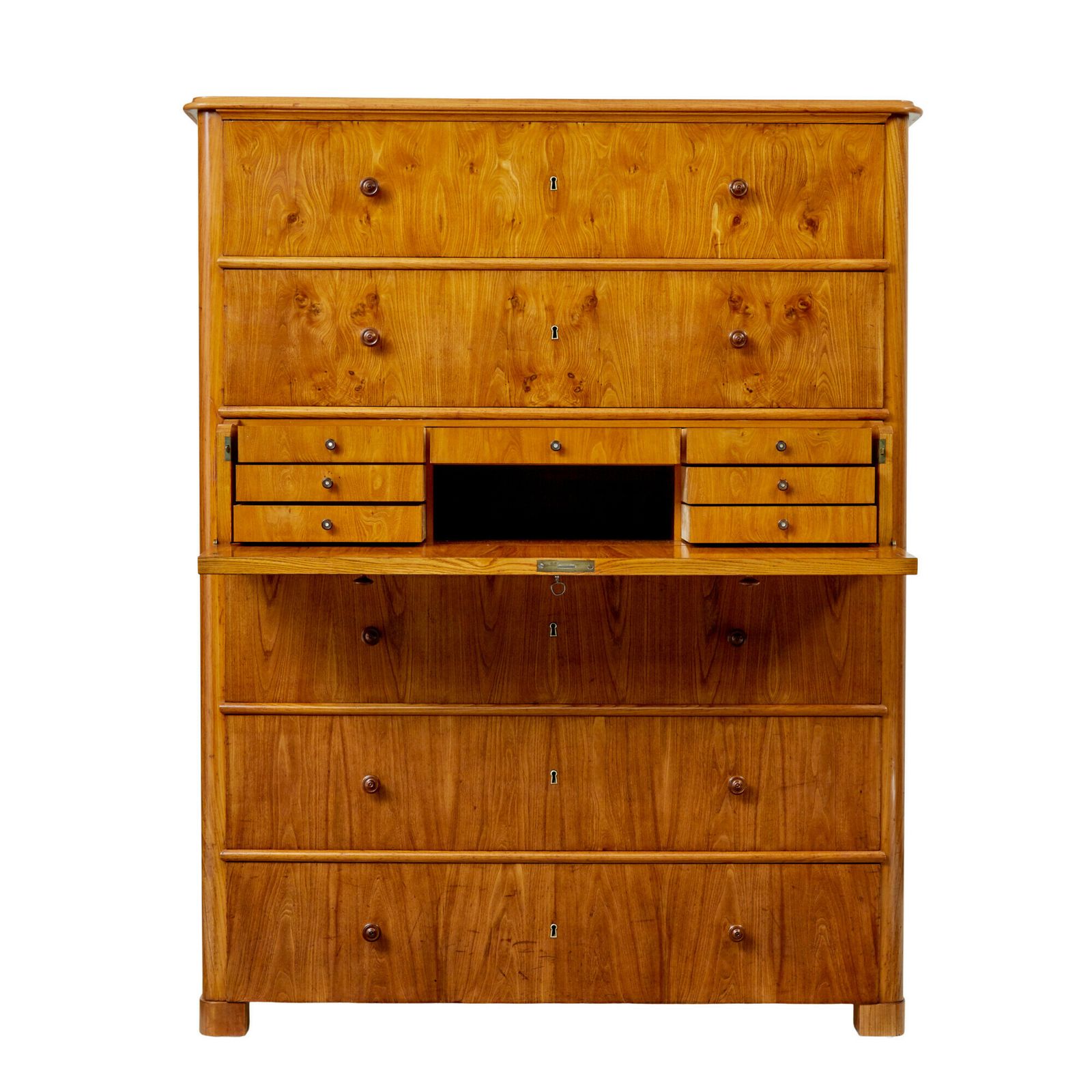 photo furniture Tall 19th Century Elm Secretaire Chest Of Drawers