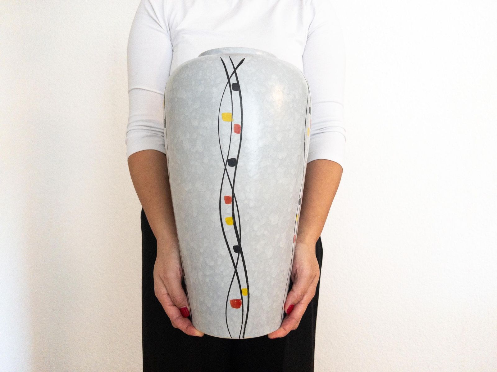 Xl Scheurich Keramik Floor Vase 517 38   West German Pottery Floor Vase   Mid Century Ceramic Floor Vase   Grey Minimal Decor photo for sale