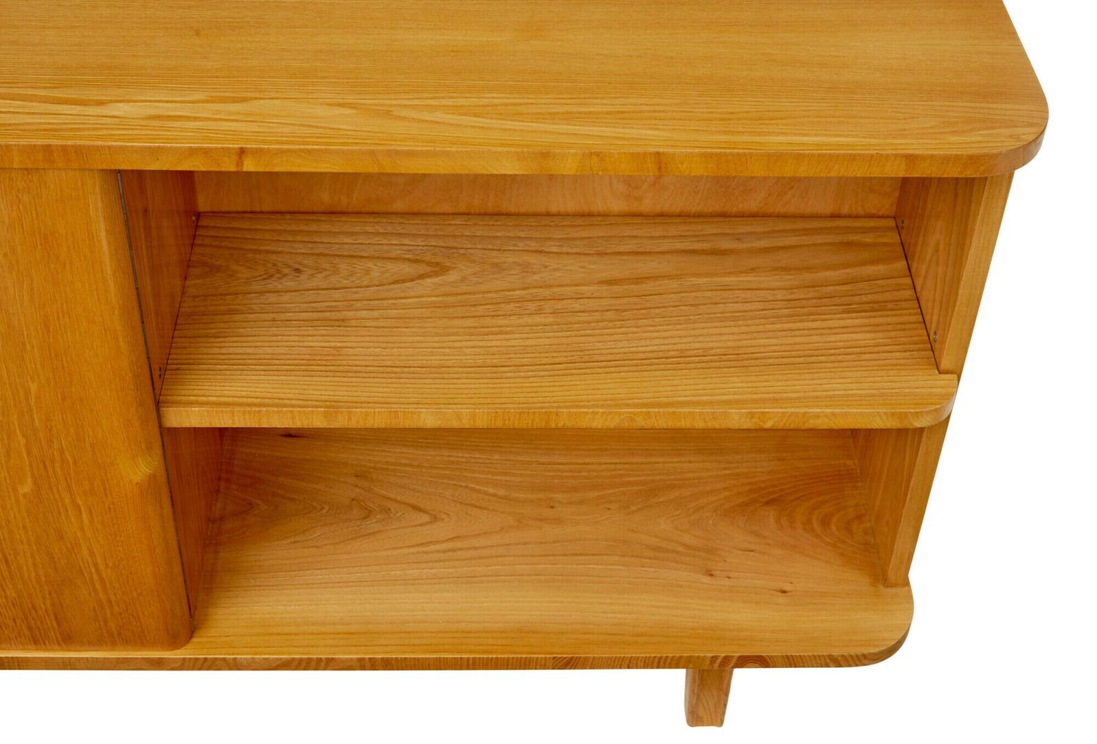 Swedish Mid Century Elm Low Open Bookcase photo furniture