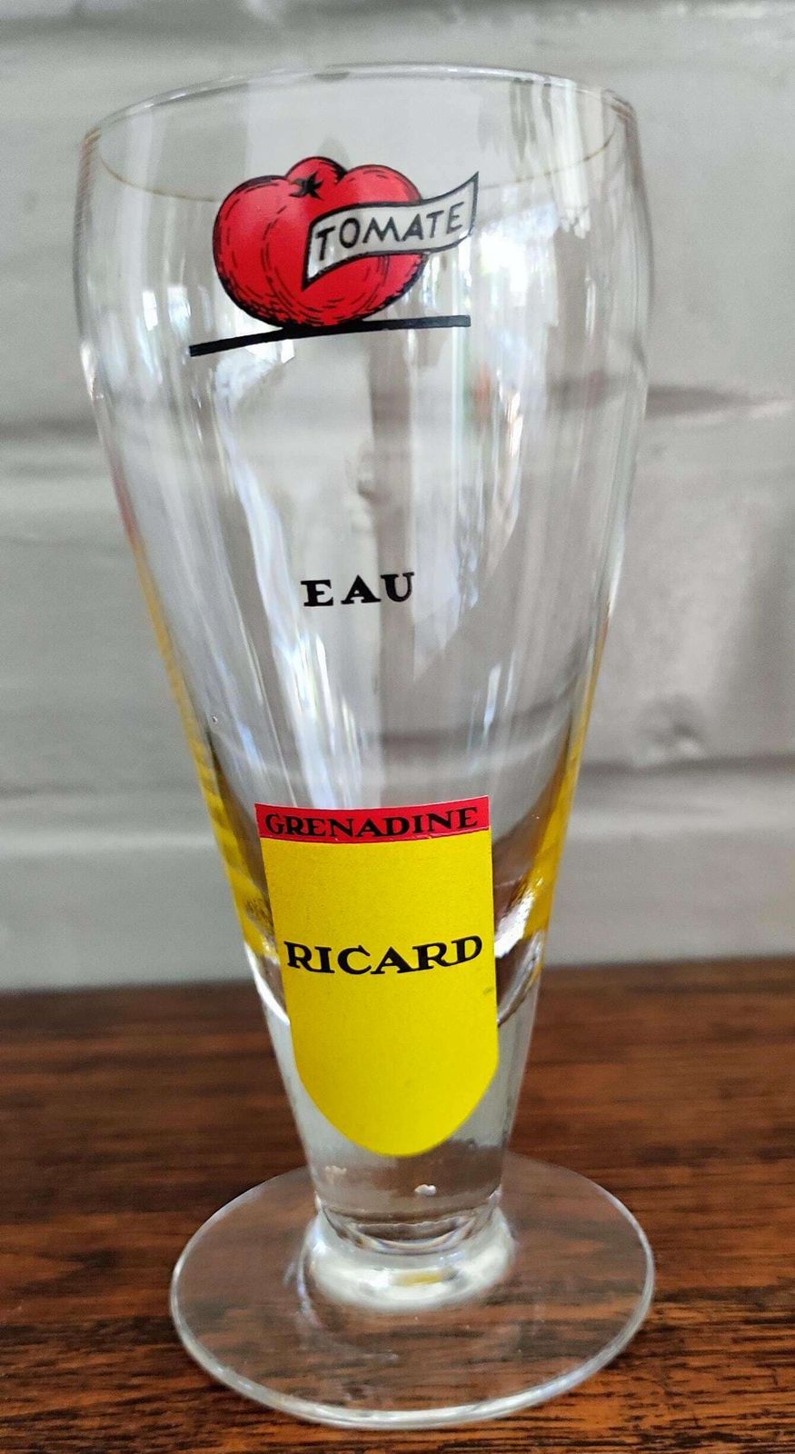 1960s Rare Ricard Tomate Glass French Pastis Grenadine Glass, Vintage Bistro Advertising photo for sale