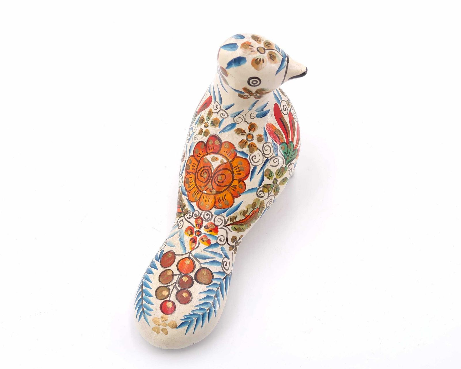 Mexican Folk Terracotta Ceramic Bird, Colorful Dove, 1970s / Floral, Boho Chic, Bohemian, Mexico photo furniture
