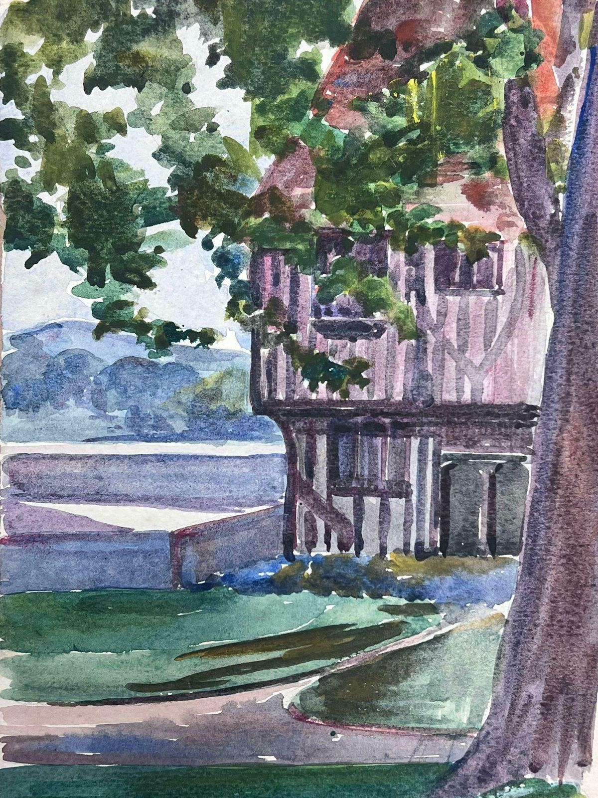 Louise Alix1930's French Impressionist Timber Frame House In Summer Country Landscape1930's photo furniture