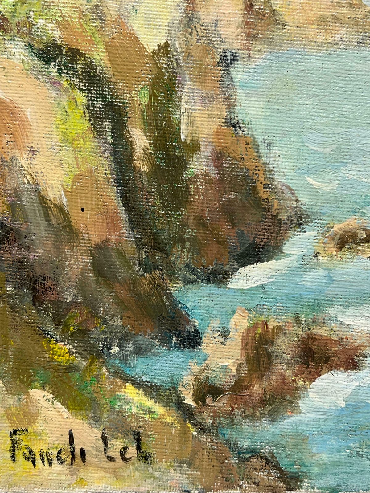 Fanch Lelcoastal Scene With Rocky Cliffs And Blue Waters The Pointe Du Van Brittany20th Century photo 585.0