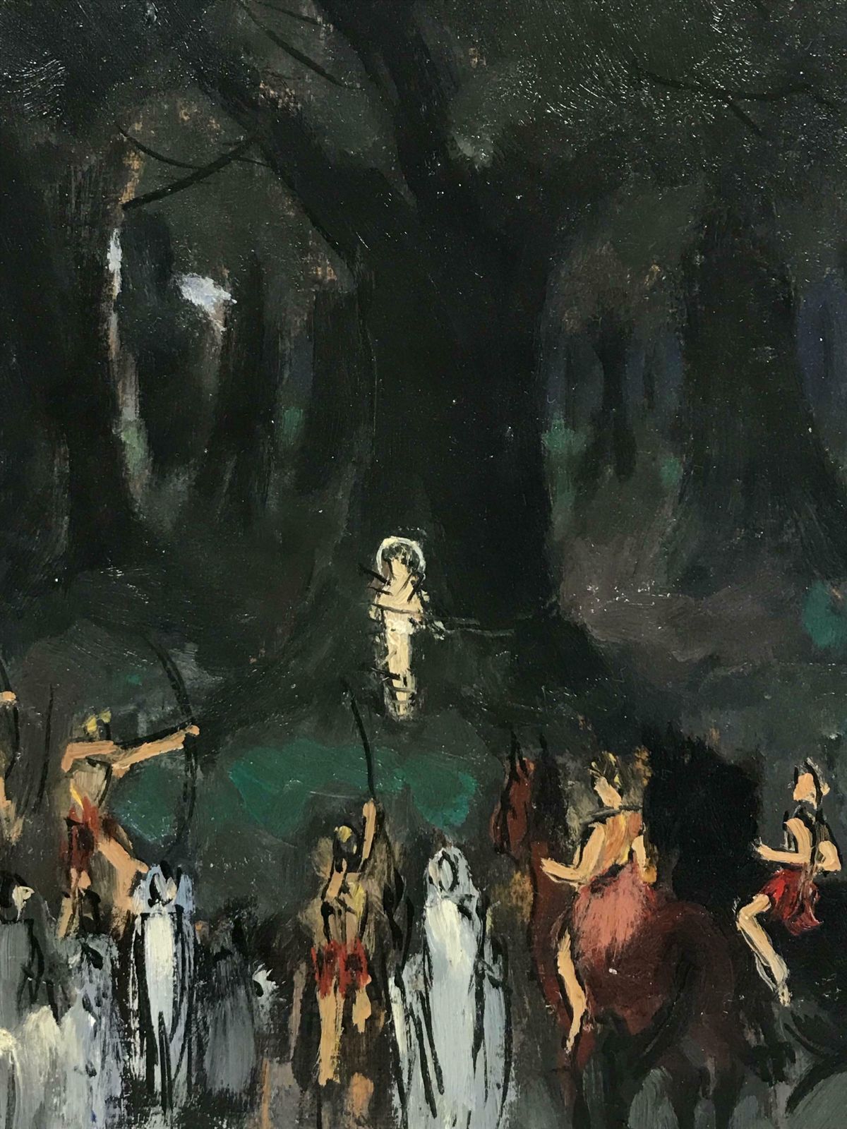 French Schoolmartyrdom Of Saint By Bow & Arrow In Woods Roman Soldiers, French Oil photo for sale