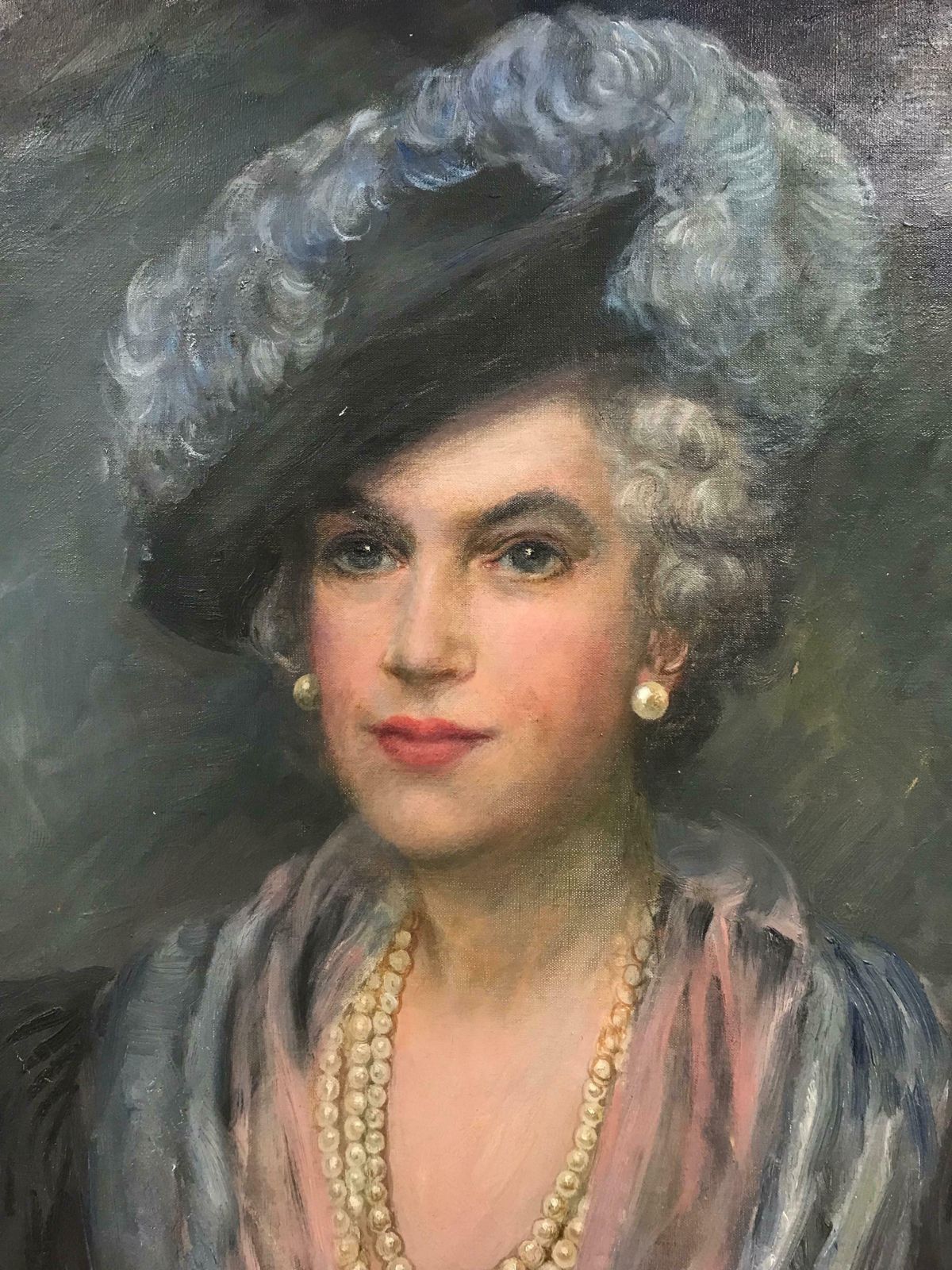 English Schoolfine British Mid 20th Century Oil Painting Portrait Of A Society Lady photo furniture