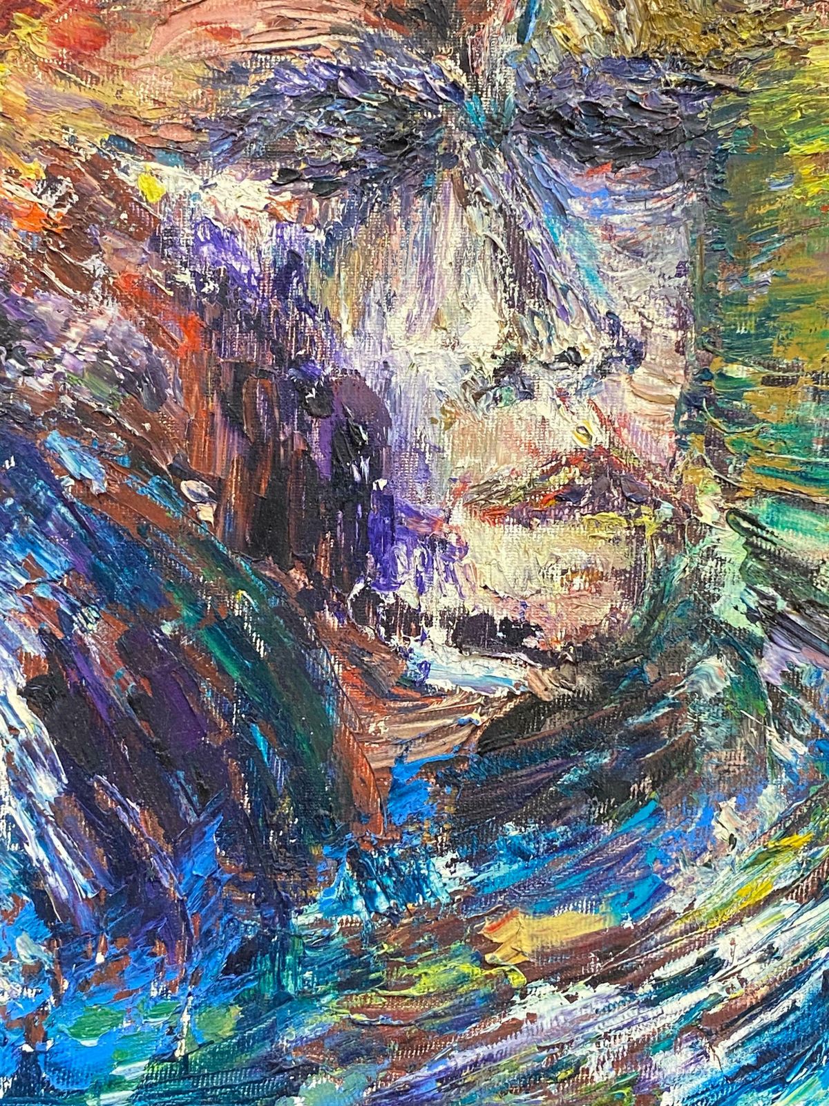 P Vilette20th Century Original French Expressionist Portrait Oil Painting20th Century photo for sale