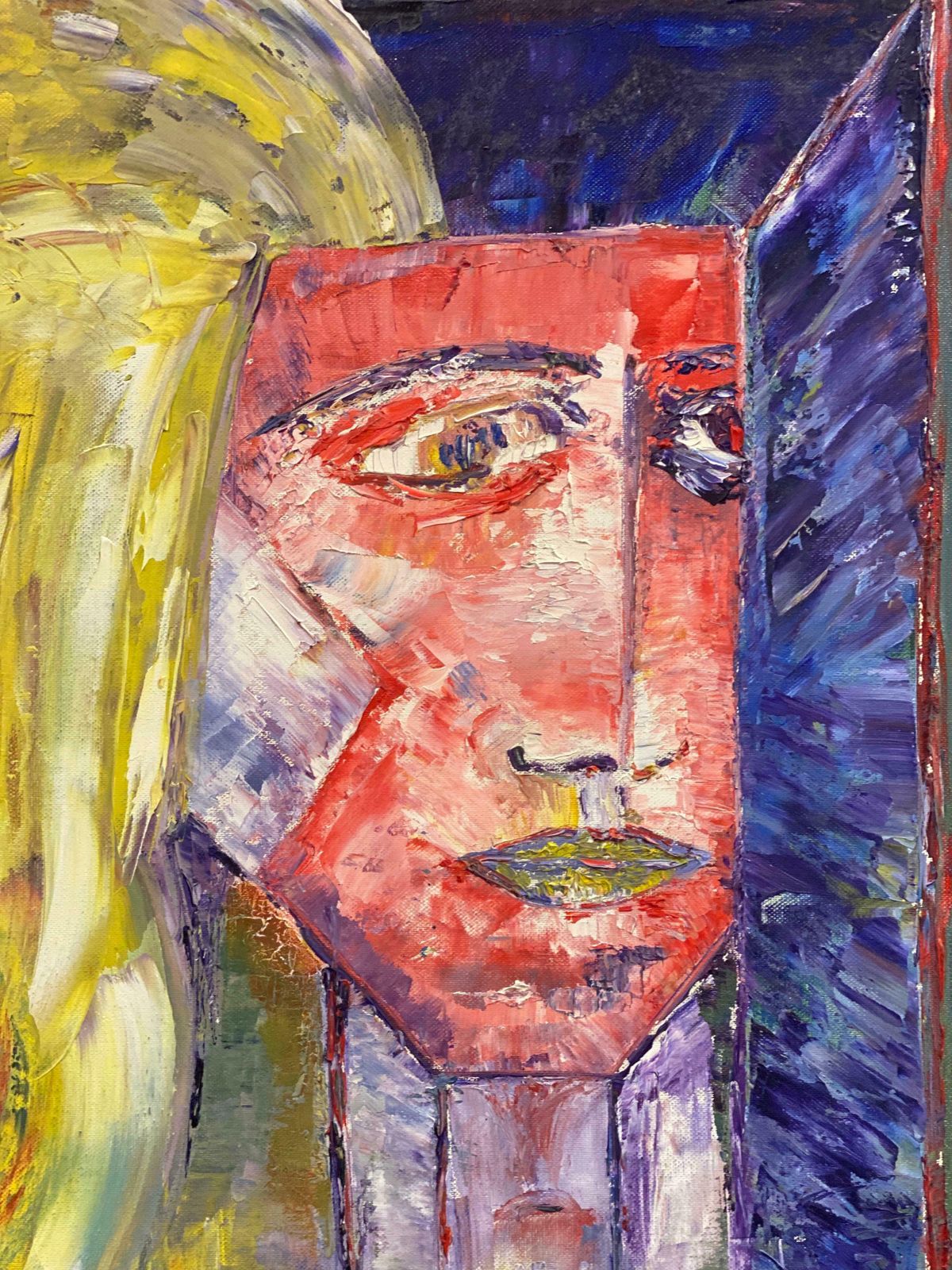P Vilette20th Century Original French Expressionist Oil Painting Abstract Face20th Century photo furniture
