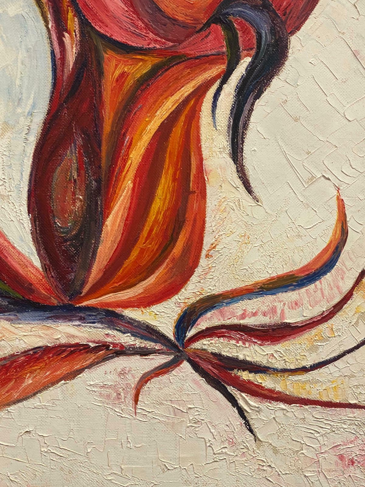 P Vilette20th Century Original French Expressionist Oil Painting Vibrant Red Flower20th Century photo for sale
