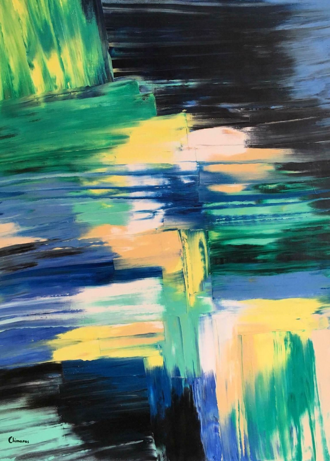 Anna Chimaras“Mint Lemon Tastes” Large French Abstract  Painting