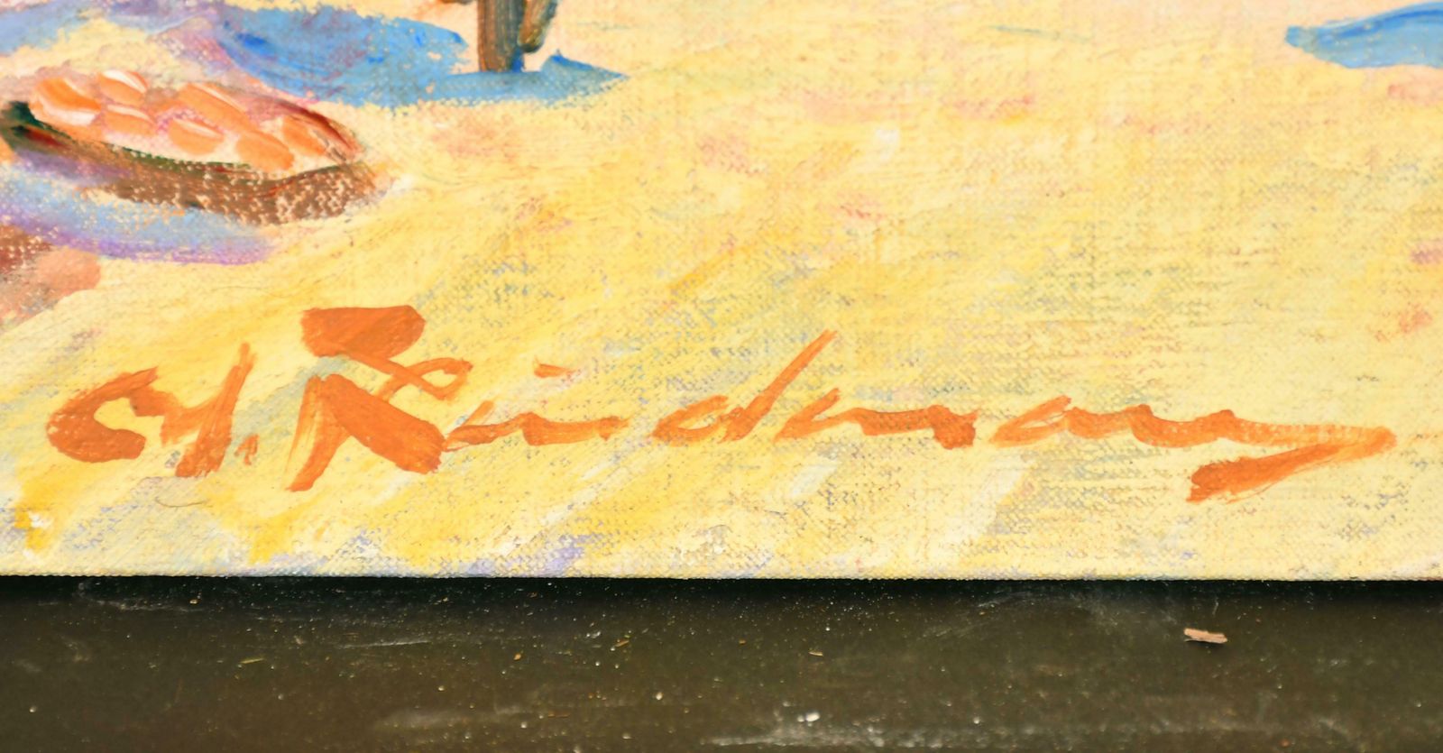 Martin Lindenau (French B. 1948)very Large French Oil Figures In Tunisian Street Market, Signed photo for sale