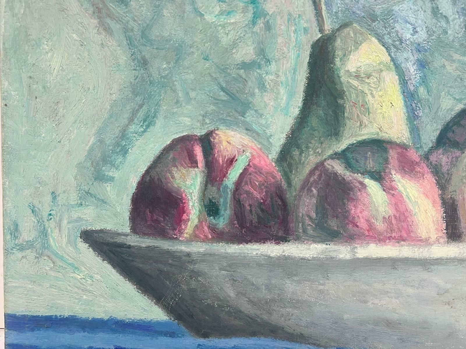 French School1970's French Modernist Oil Painting Still Life Apples & Pears Signed Original photo for sale