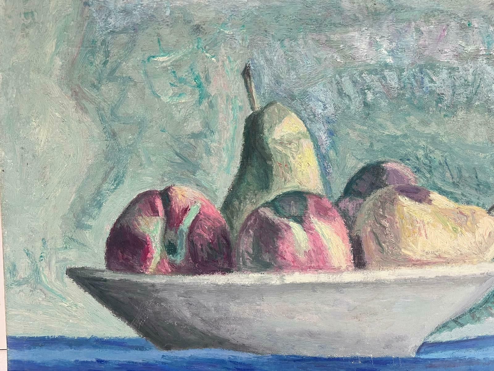 French School1970's French Modernist Oil Painting Still Life Apples & Pears Signed Original photo vinterior