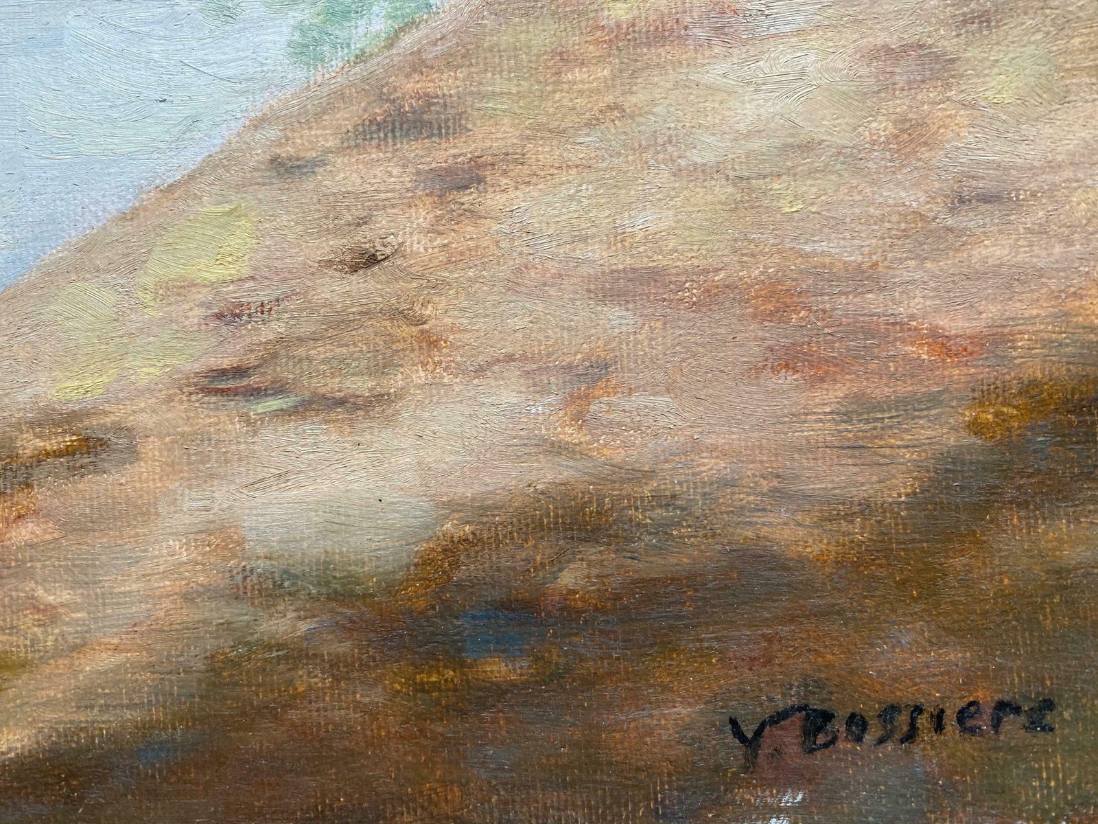 Yvette Bossierelarge 20th Century French Impressionist Tranquil River Landscape Old Bridge20th Century photo Art
