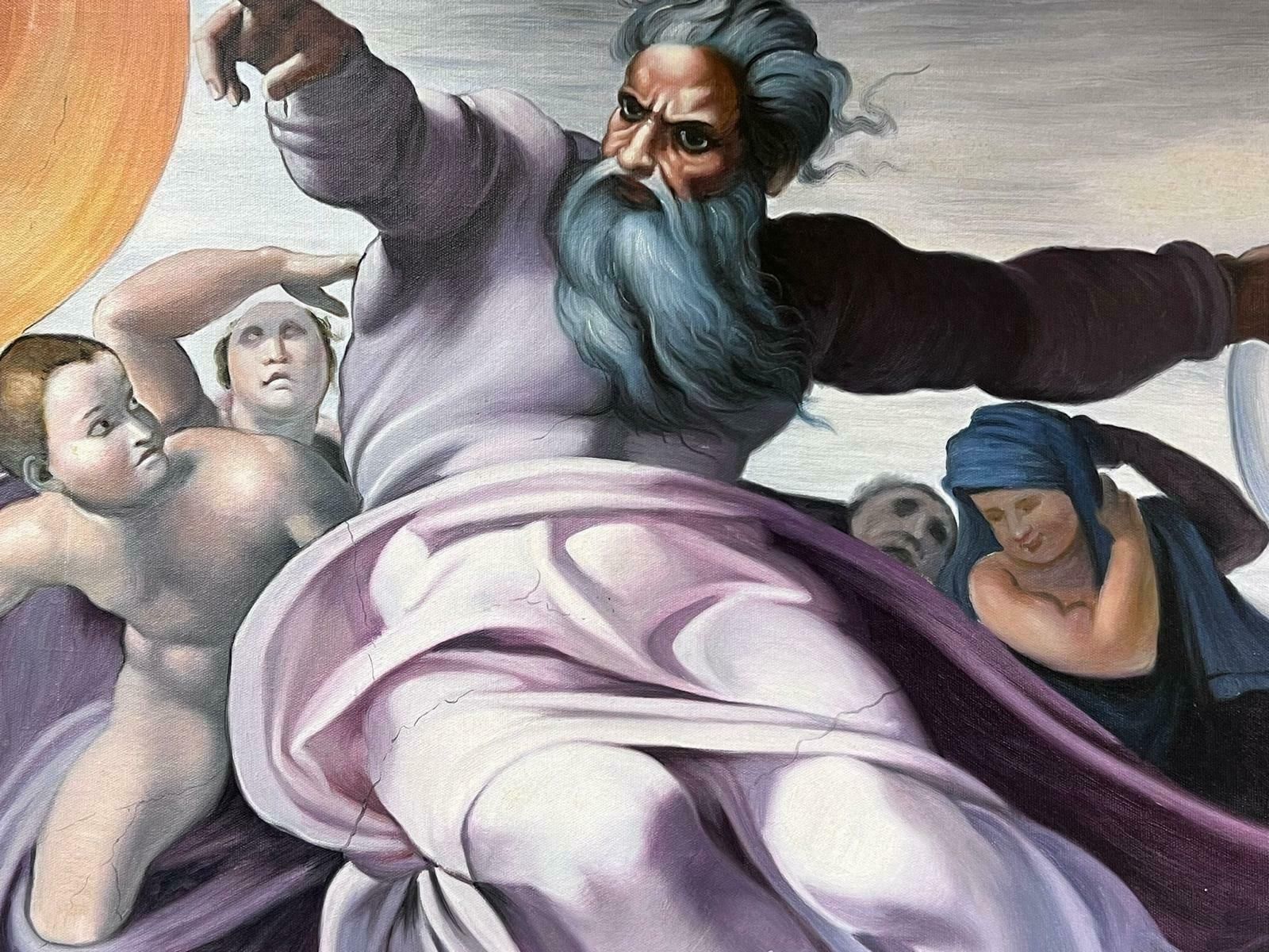 European Artistlarge Classical Oil Painting Mythological Biblical Figures In Sky photo Art
