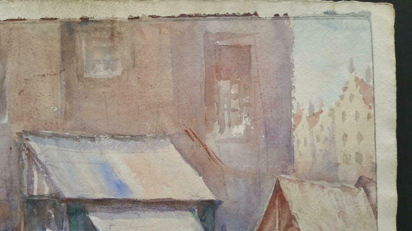 Leonard Machin Rowemid 20th Century Belgium. Gent, A Morning Market1950's photo Art