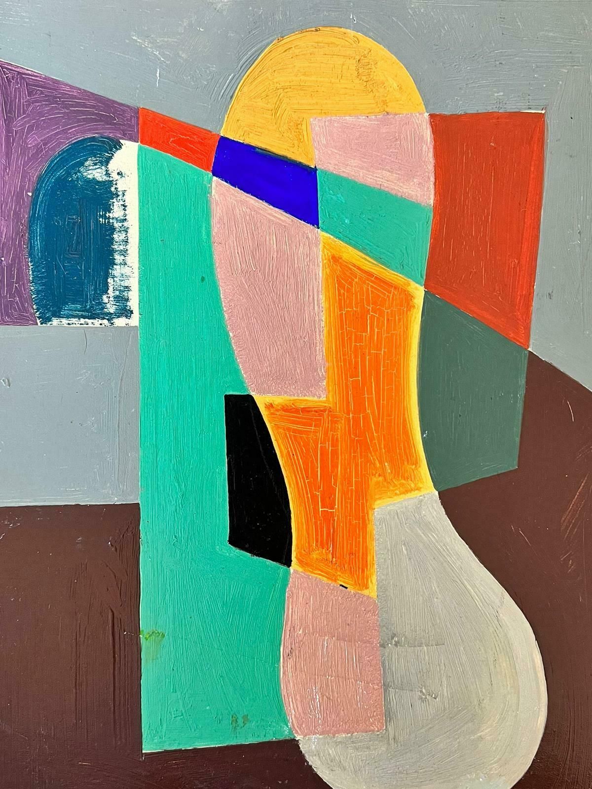 French Schoolmid 20th Century French Cubist Oil Painting Abstract Shapes & Colors photo for sale