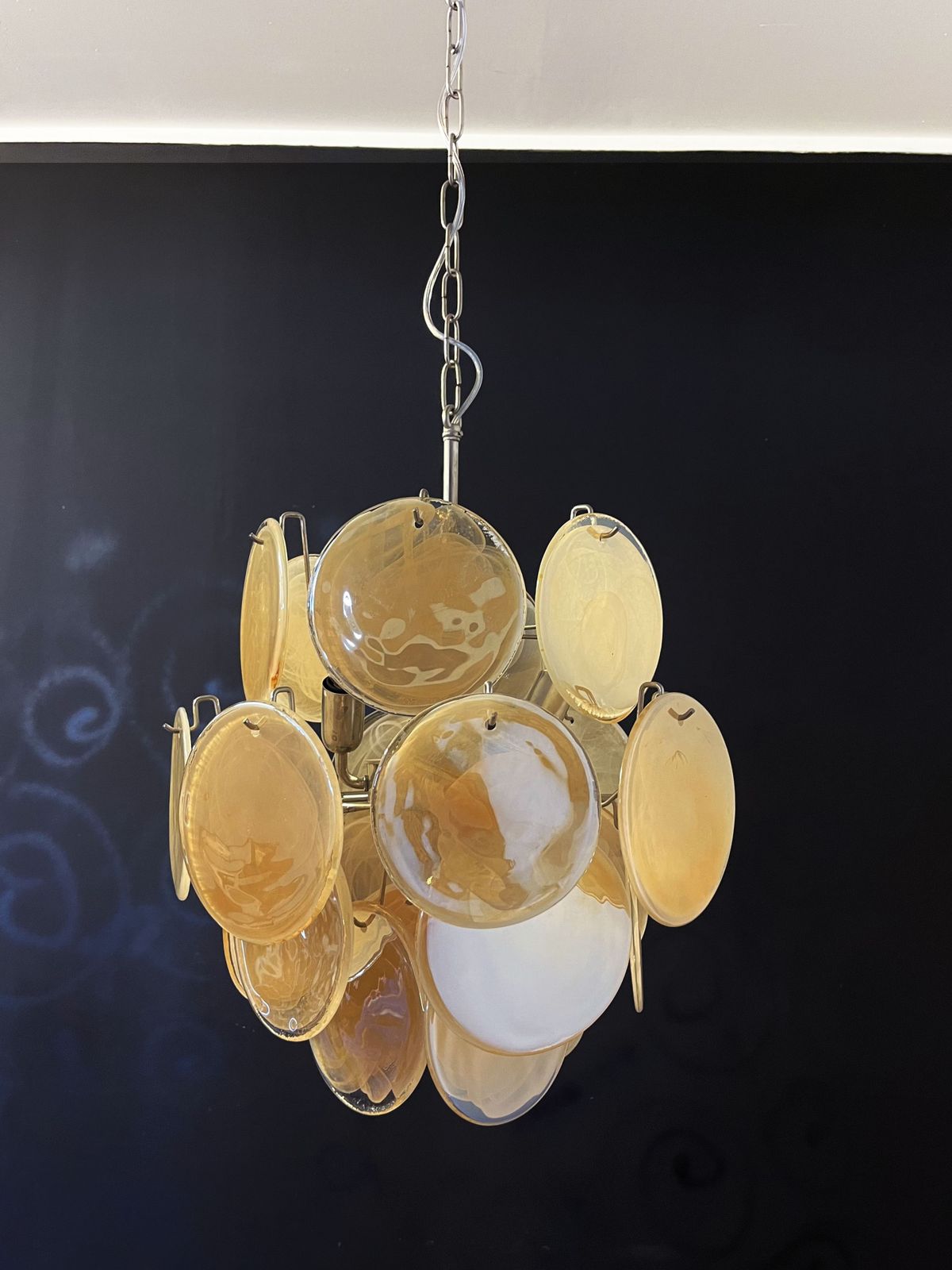 Vintage Italian Murano Chandelier   24 Gold Disks