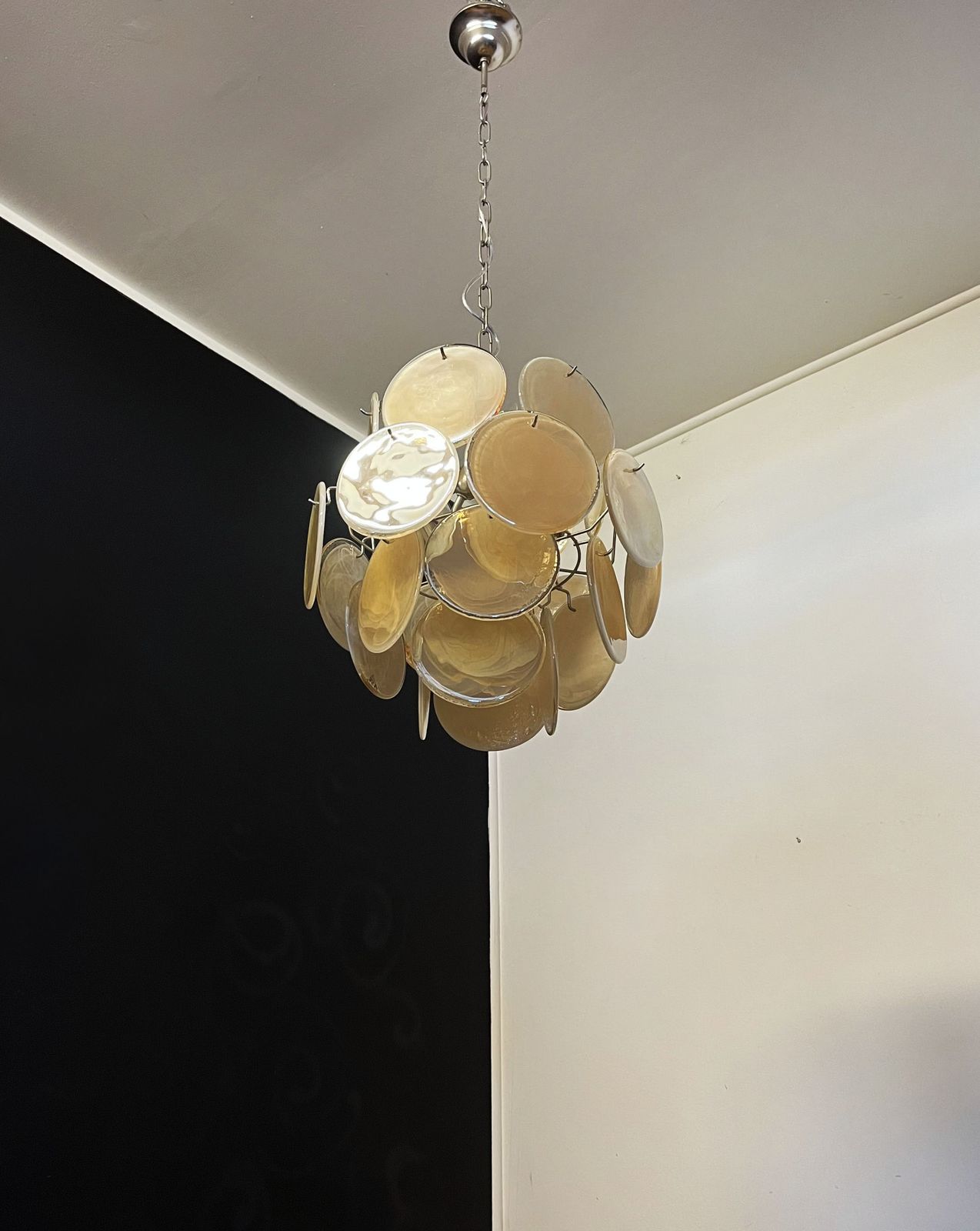Vintage Italian Murano Chandelier   24 Gold Disks photo for sale