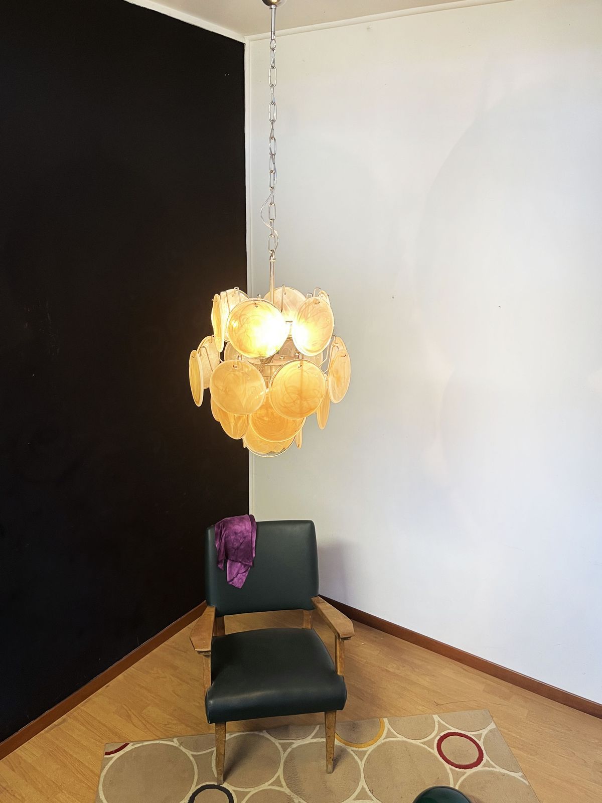 Vintage Italian Murano Chandelier   24 Gold Disks photo Lighting
