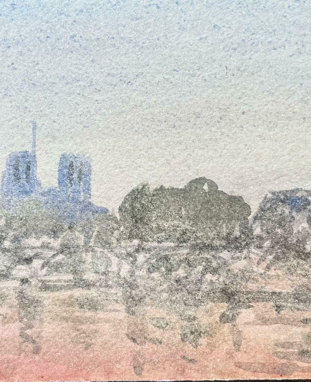 Maurice Mazeiliefrench Impressionist Watercolor Of Notre Dame And The Paris Skyline At Dusk20th Century photo 193.0