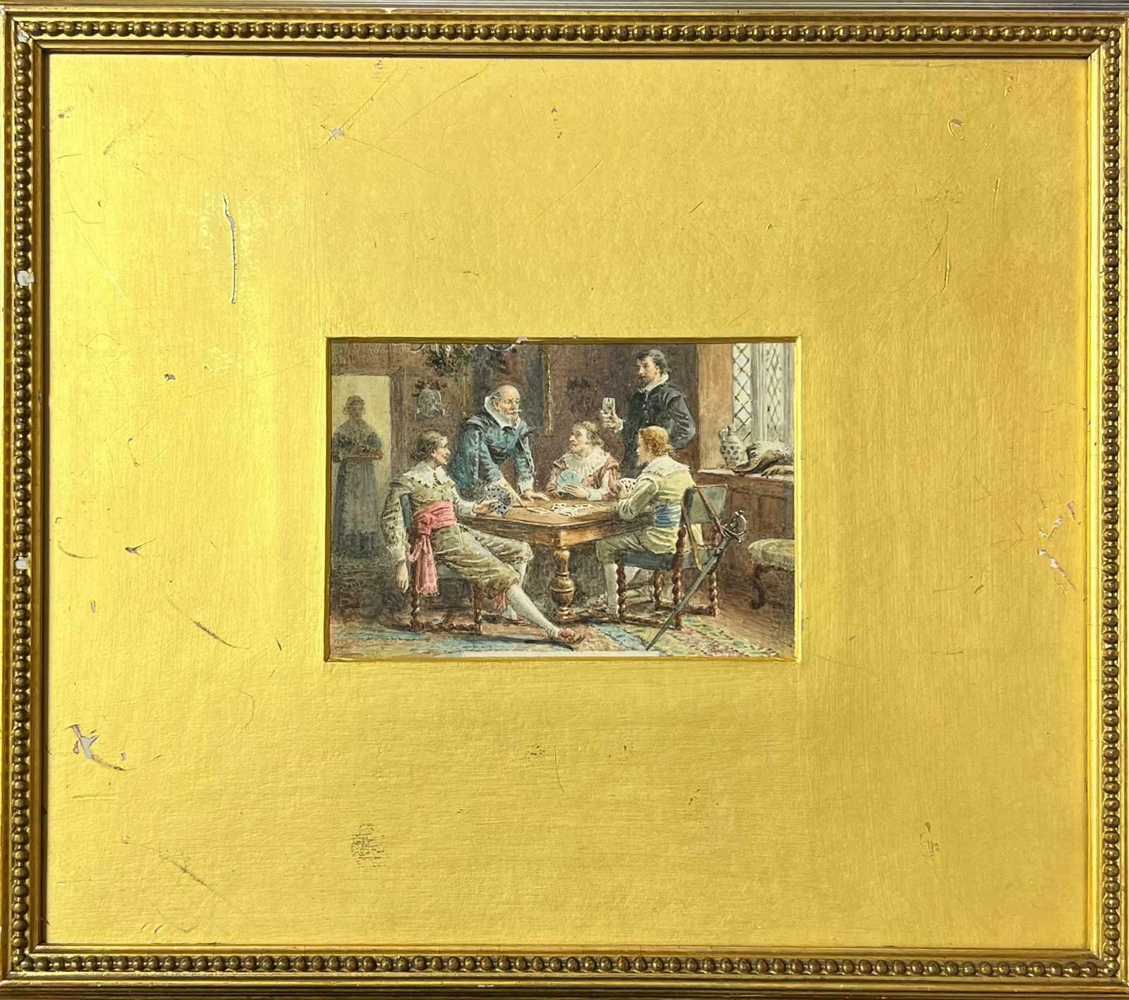 George Goodwin Kilburnecavaliers In Tavern Interior Playing Cards Fine Victorian Watercolor Painting photo furniture