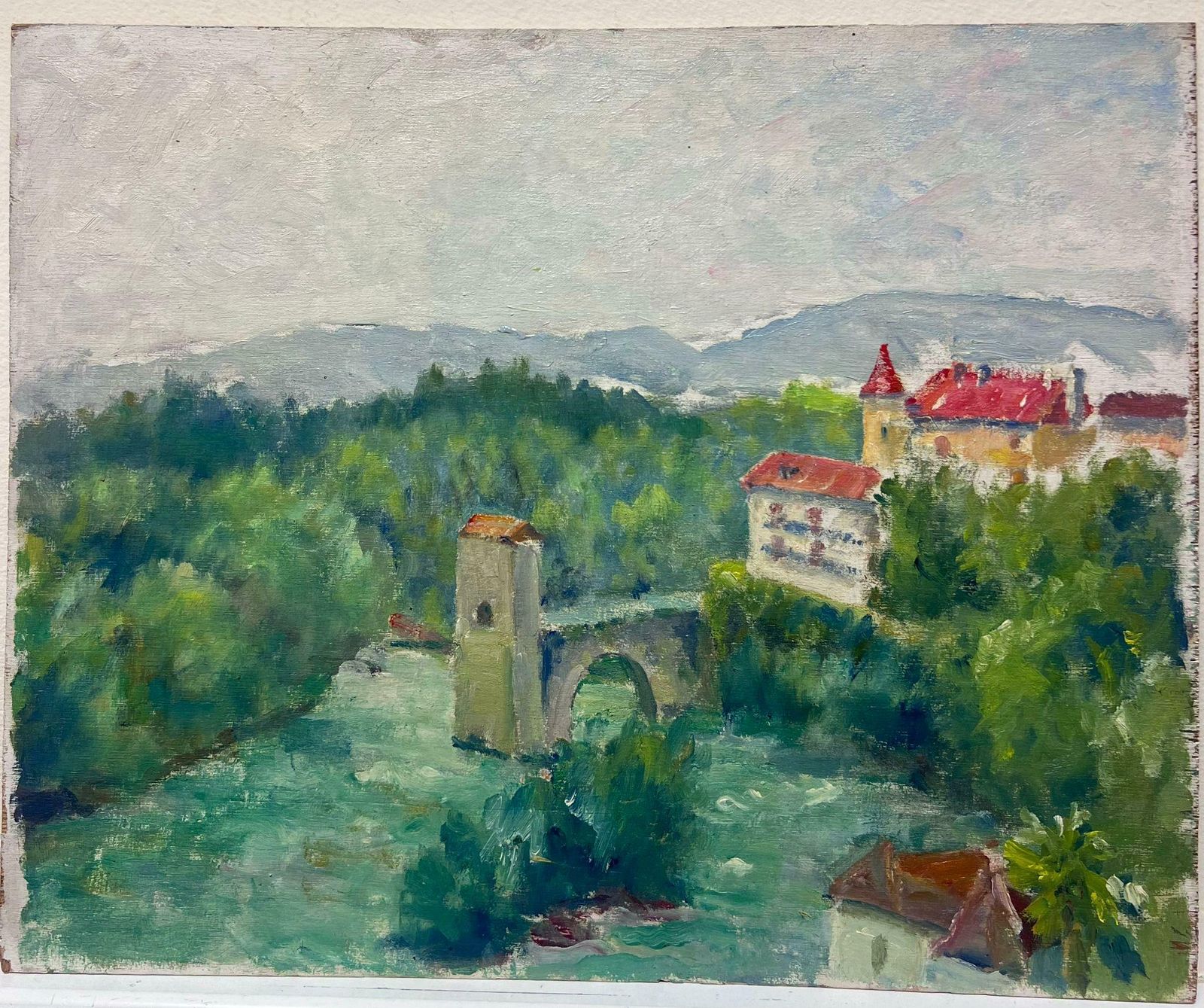 Regine Davidmid 20th Century 1950's French Post Impressionist Oil The Old French Town1950's photo vinterior