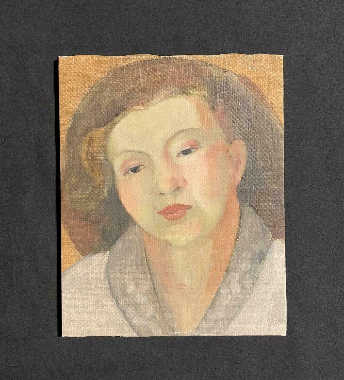 Unknownmid 20th Century French Oil Painting   Head & Shoulders Portrait Young Lady photo furniture