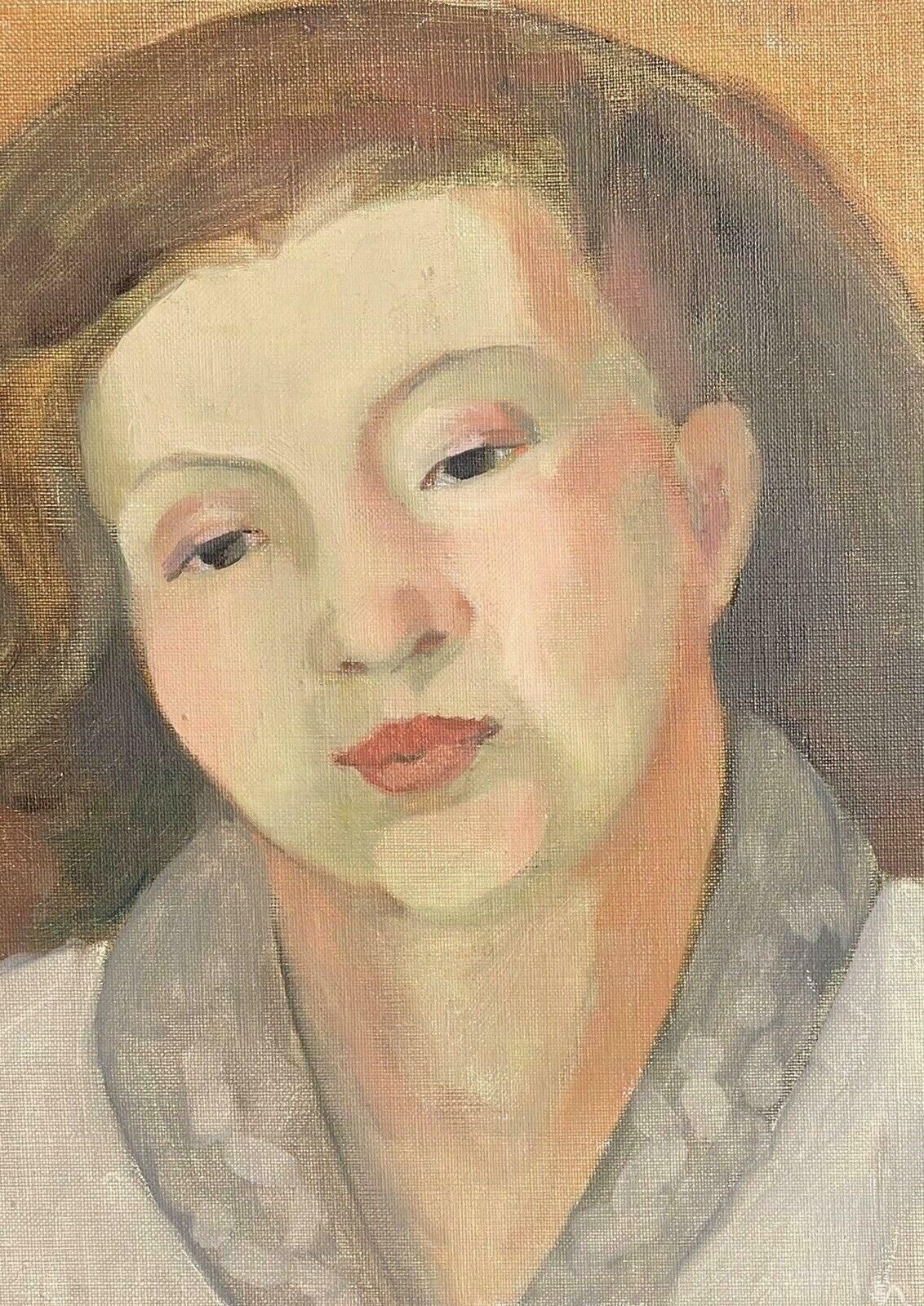 Unknownmid 20th Century French Oil Painting   Head & Shoulders Portrait Young Lady photo for sale