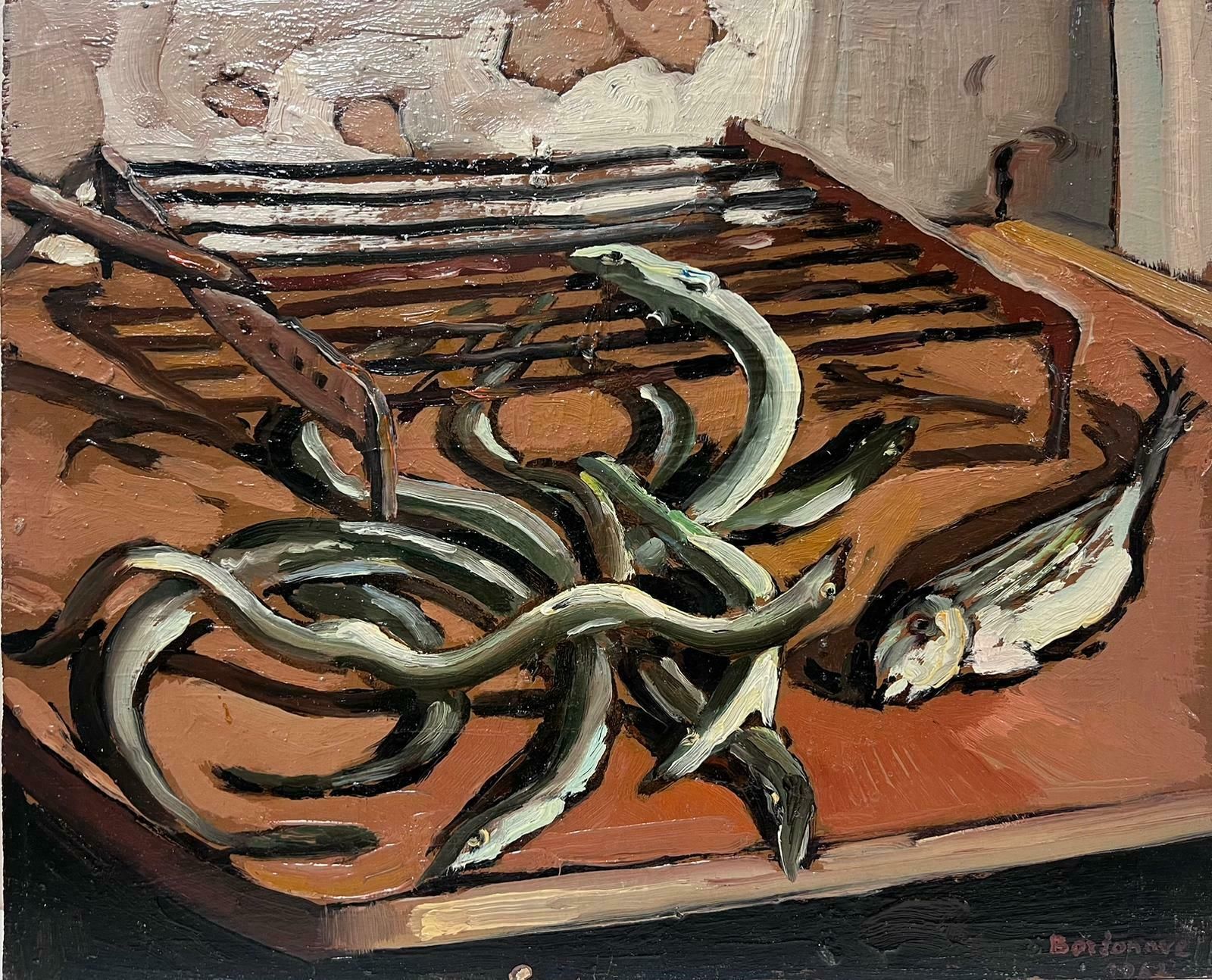 Georges Bordonovecontemporary French Impressionist Oil Sardines And Fish