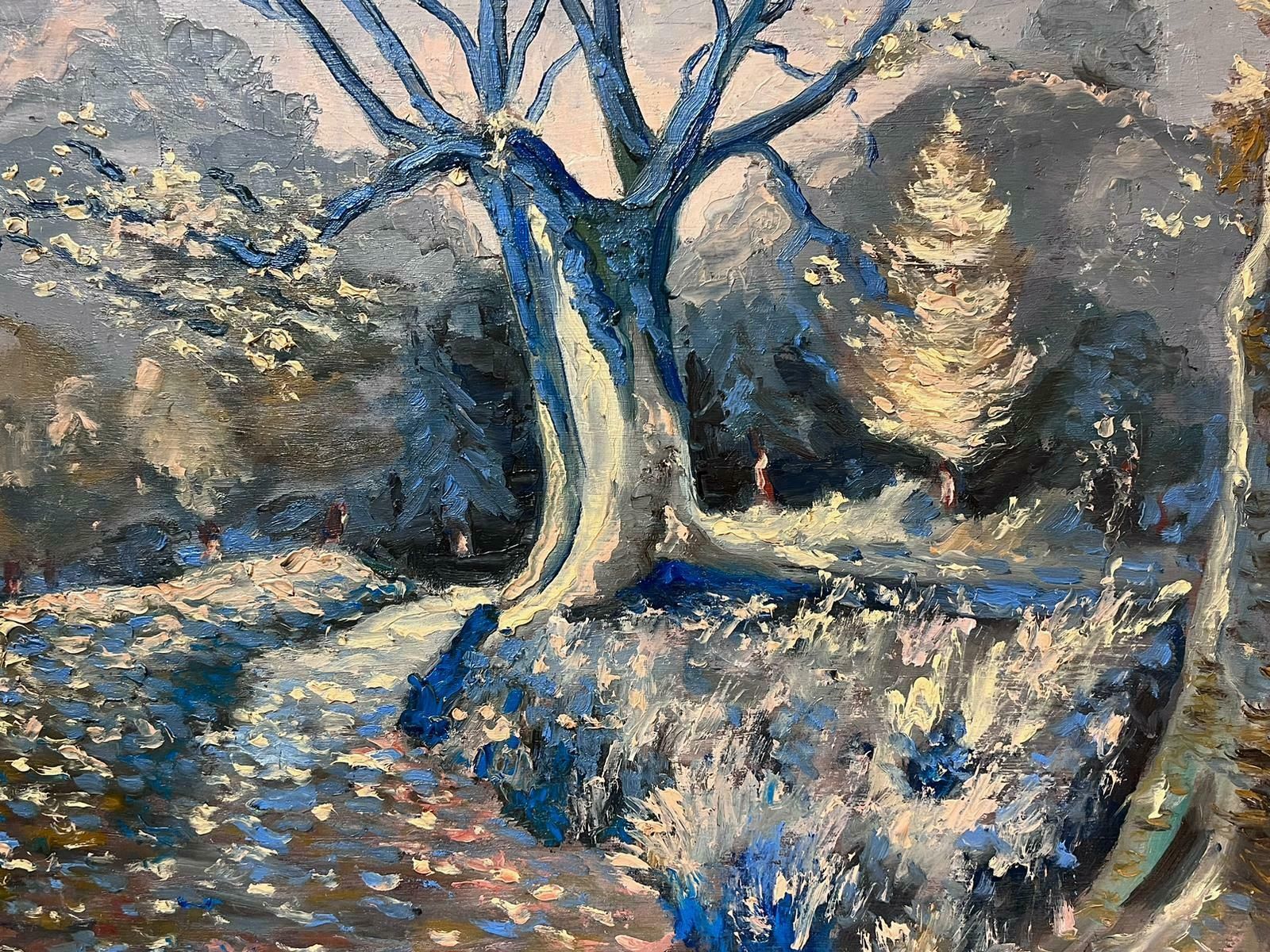 Georges Bordonovecontemporary French Impressionist Oil Midnight Winter Oak Tree Woodland Path photo 814.0
