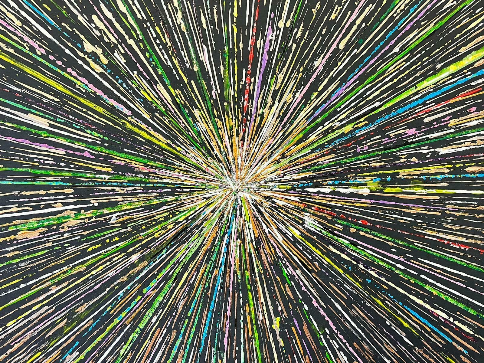 Contemporary British Starburst Explosion Of Colors Large Contemporary British Abstract Painting