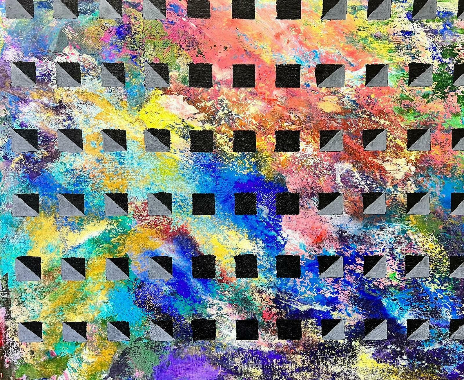 Contemporary British Colorful Modern British Abstract Painting Geometric Patterns And Design
