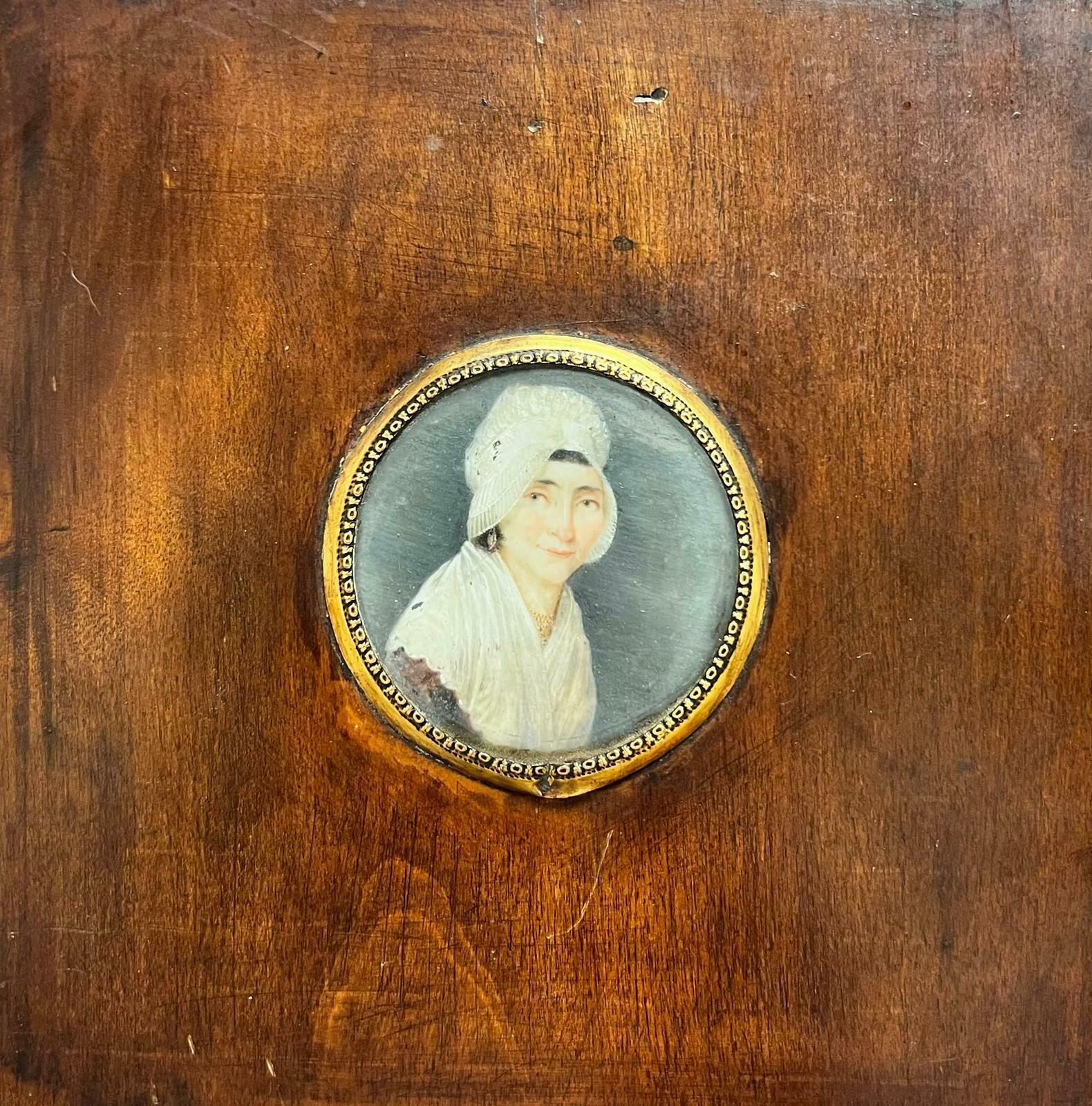 French Schoolantique French Miniature Portrait Of Lady Biographical Details With Painting photo furniture