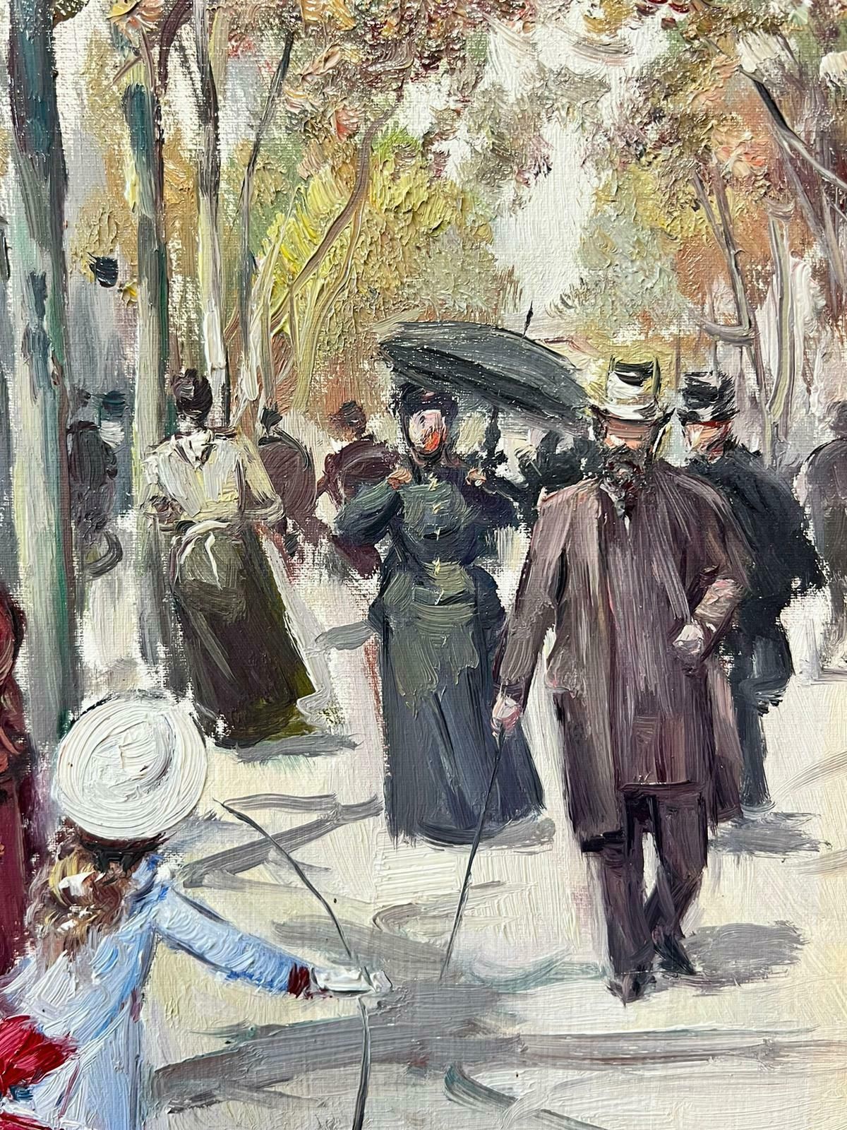 Juan Solerbustling Parisian Boulevards Mother & Child By Flowers Impressionist Oil photo 1832.0