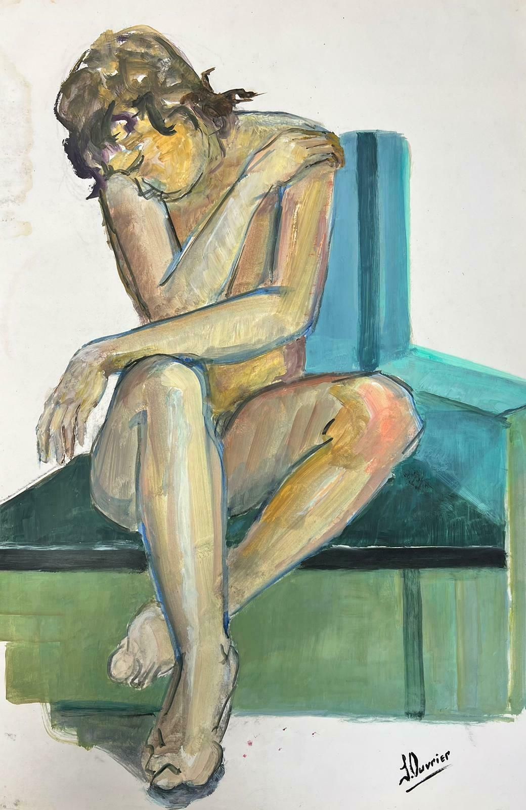 French Modernistreclining Nude Lady Model 1970's French Modernist Painting Provence Collection1970's