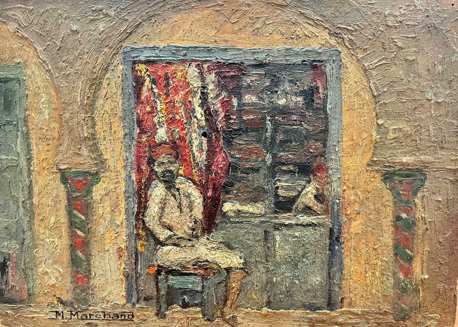 French Schoolboutique Shop Seller Tunisia Souks Signed French 1950’s Oil Painting1950’s