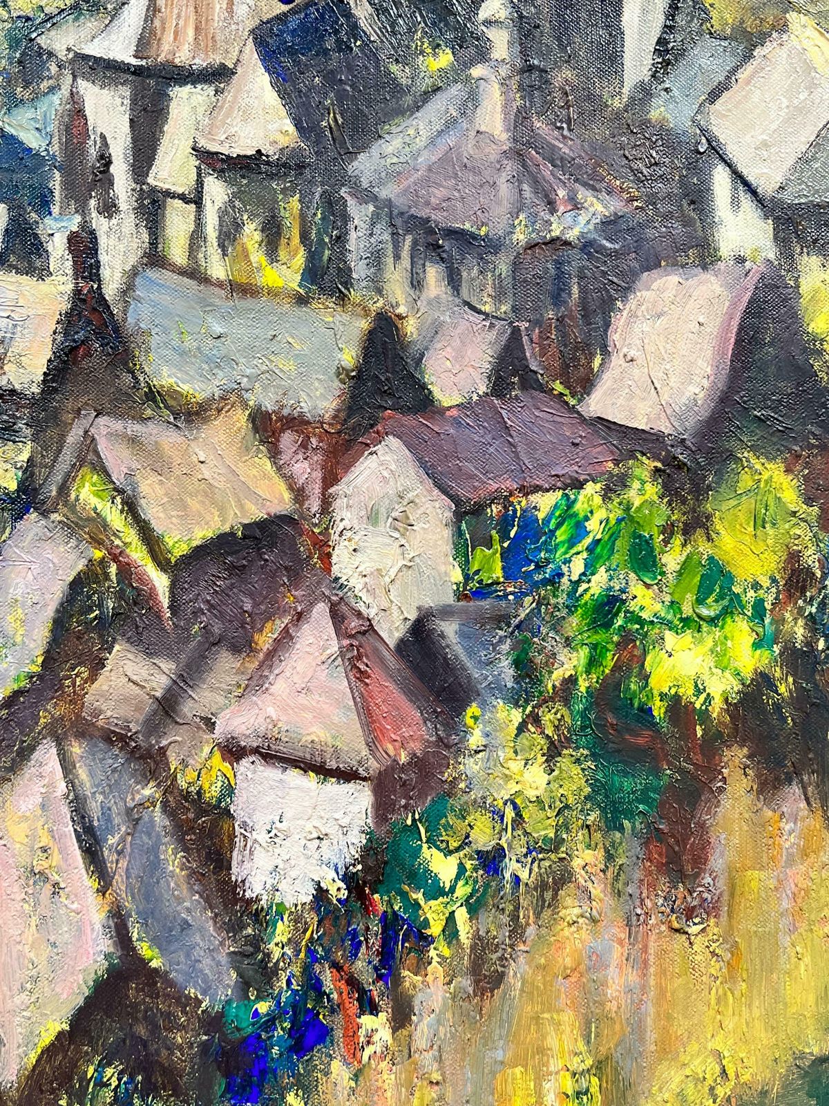 Josine Vignonhuge French Post Impressionist Oil Painting Village In Mountaintop Landscape1960's photo buy