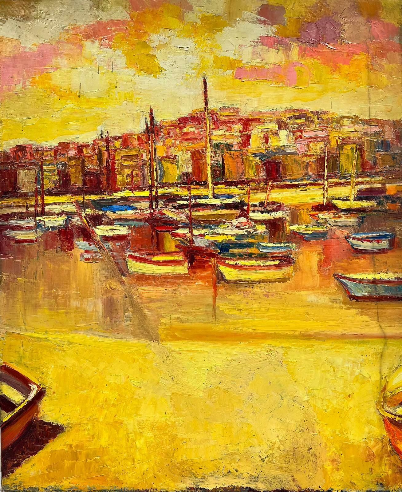 Josine Vignonmarseille Harbour 1960s French Impressionist Oil Burnt Orange Sienna Ochre Color1960's