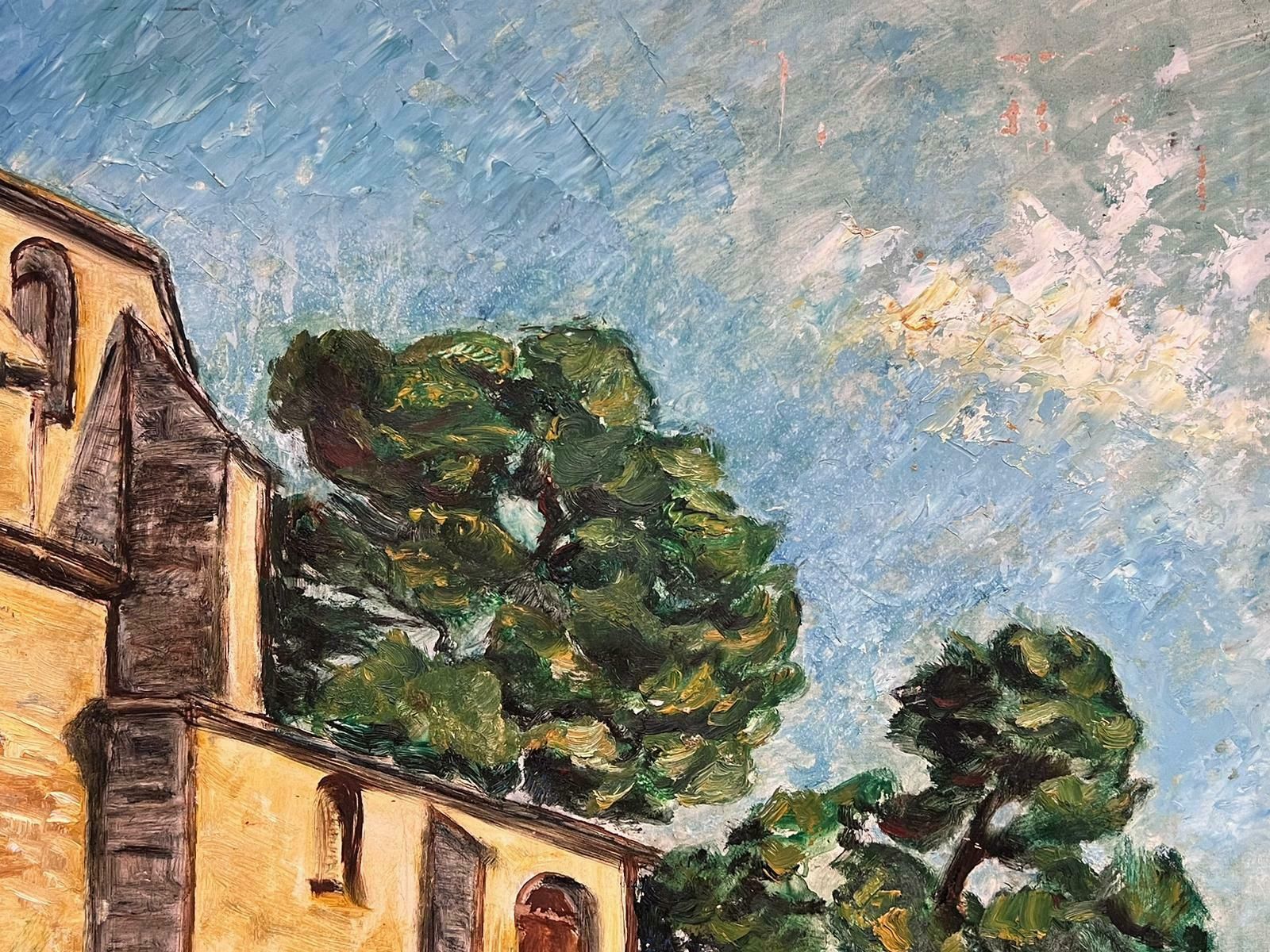 French School1950s French Impressionist Oil Painting Old Provencal Chateau Building Landscape photo Art