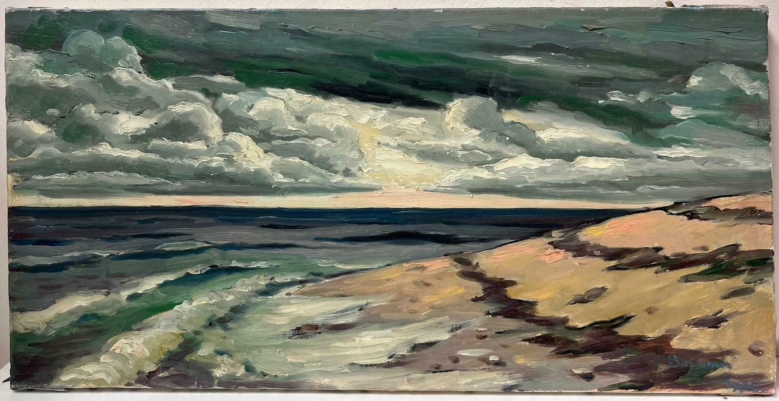 Georges Bordonovecontemporary French Impressionist Oil Windswept Beach Fluffy Clouds Rolling Sea photo furniture