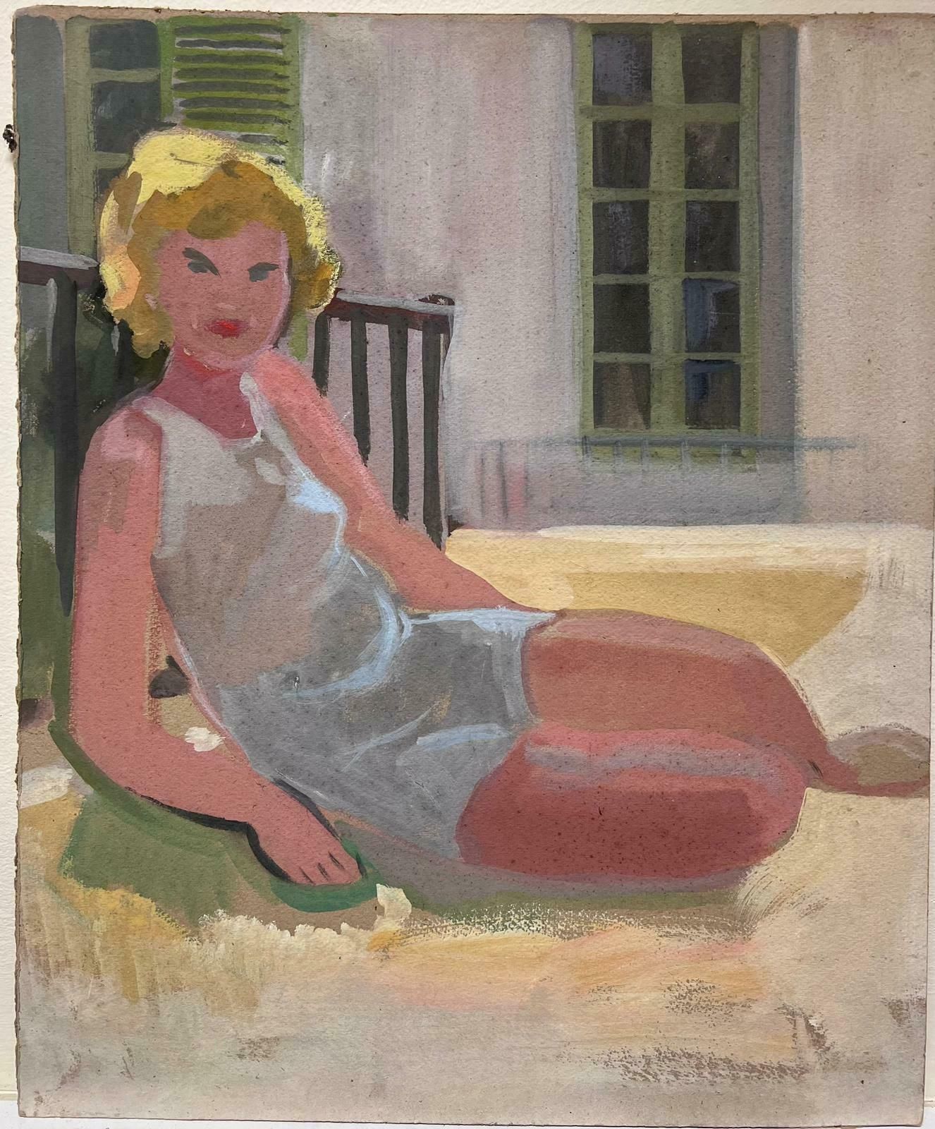 Louise Alix1940's French Impressionist Oil Portrait Of Young Blonde Haired Lady1940's photo furniture