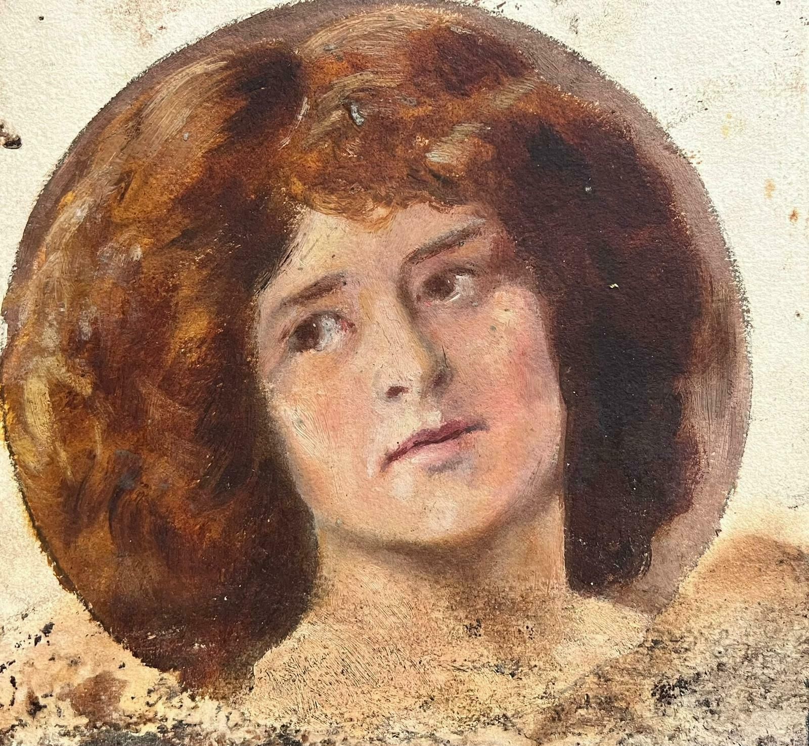 Antique English Antique Victorian English Oil Posed Lady Portrait photo furniture