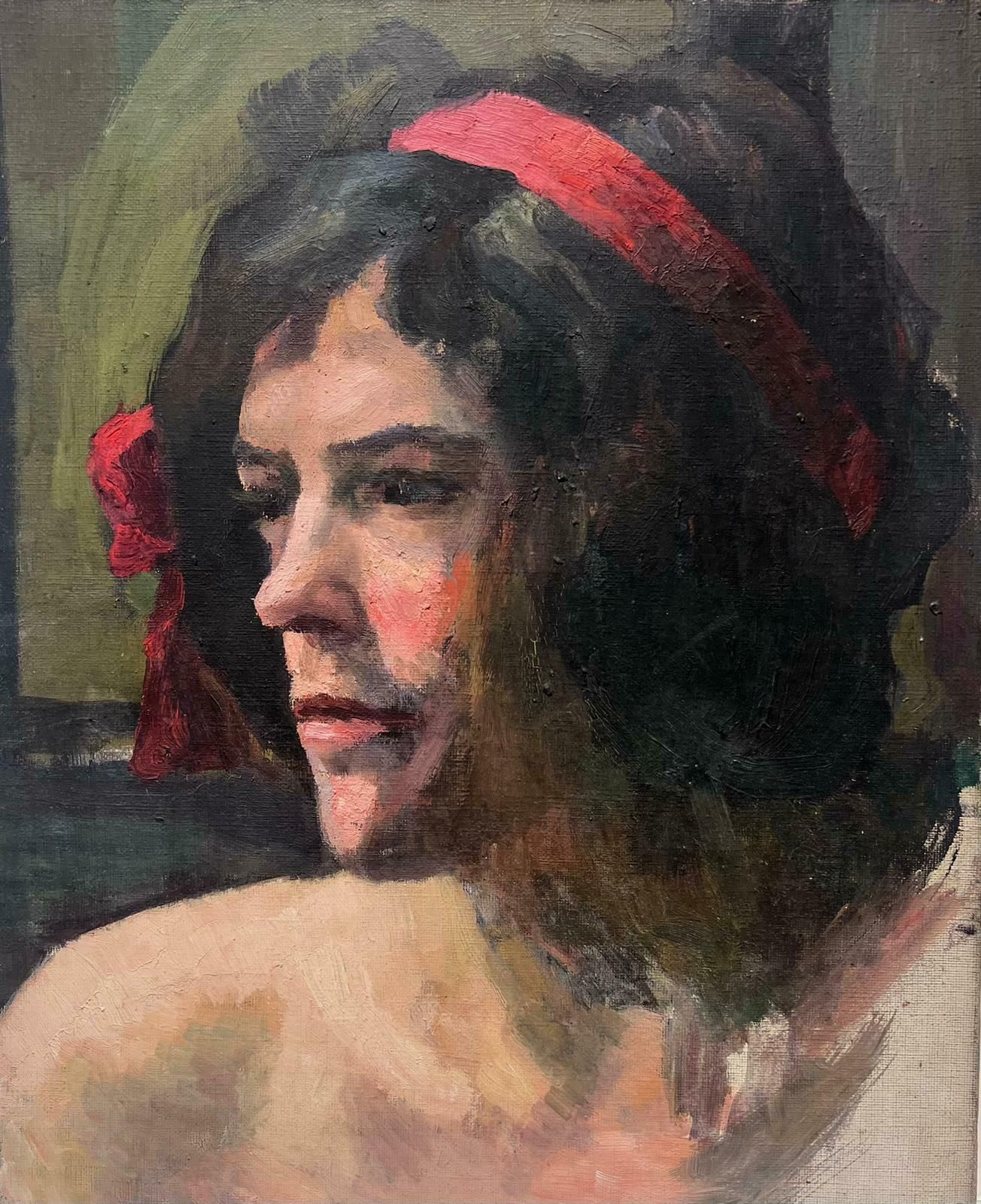 Louise Alix1930's French Impressionist Oil Sketch Portrait Of Semi Nude Figure1930's