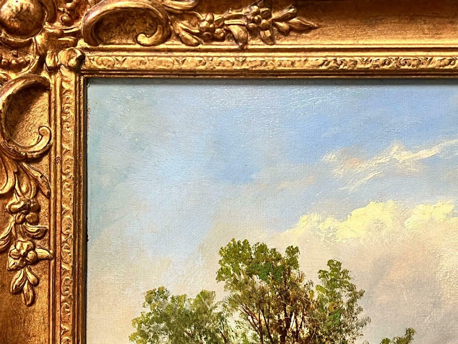 C. Wardfine Victorian 1870’s English Oil Painting Lady Walking On Country Path Framed photo for sale